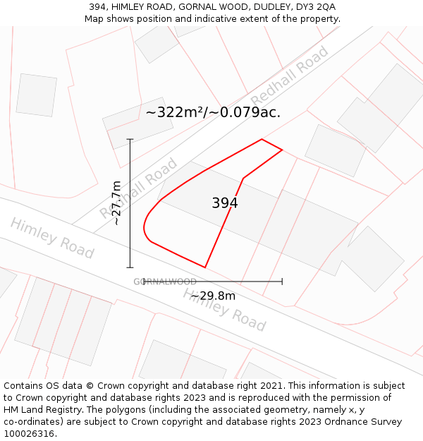 394, HIMLEY ROAD, GORNAL WOOD, DUDLEY, DY3 2QA: Plot and title map