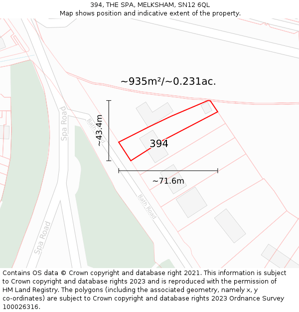394, THE SPA, MELKSHAM, SN12 6QL: Plot and title map
