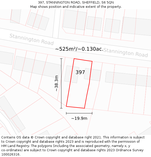397, STANNINGTON ROAD, SHEFFIELD, S6 5QN: Plot and title map