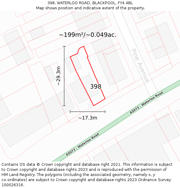 398, WATERLOO ROAD, BLACKPOOL, FY4 4BL: Plot and title map
