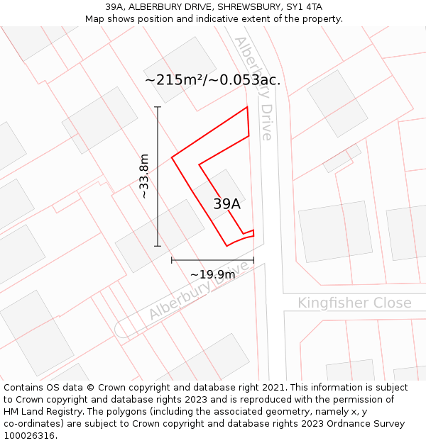 39A, ALBERBURY DRIVE, SHREWSBURY, SY1 4TA: Plot and title map
