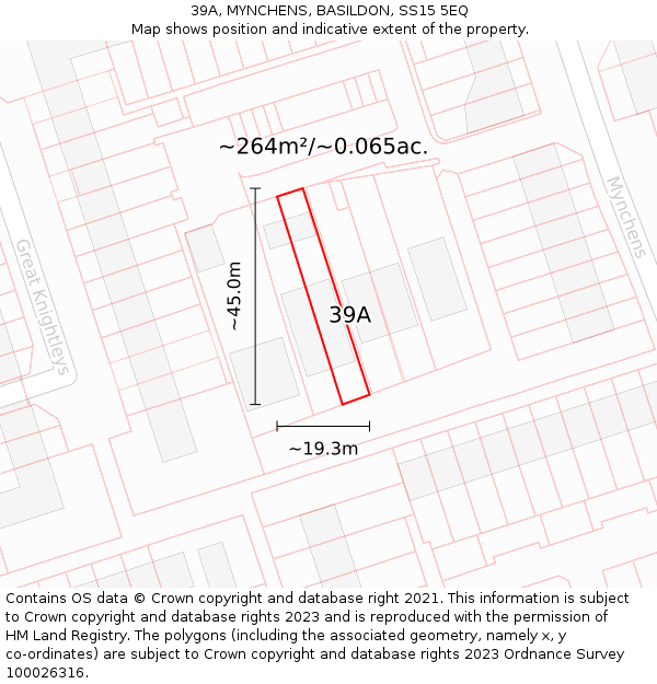 39A, MYNCHENS, BASILDON, SS15 5EQ: Plot and title map