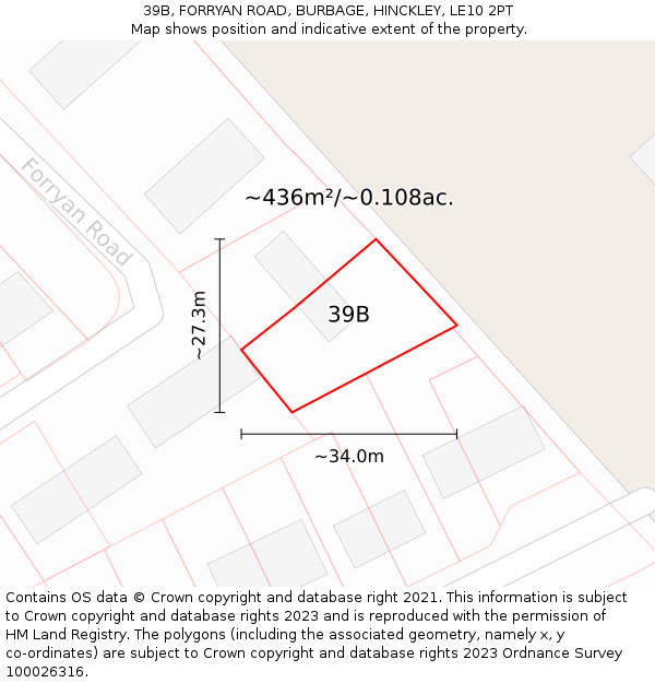 39B, FORRYAN ROAD, BURBAGE, HINCKLEY, LE10 2PT: Plot and title map