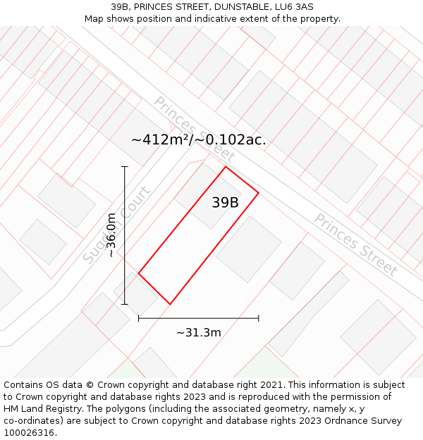 39B, PRINCES STREET, DUNSTABLE, LU6 3AS: Plot and title map