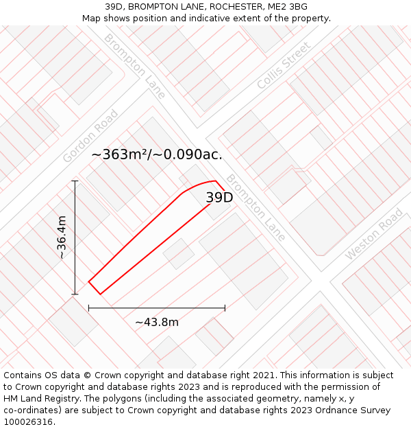 39D, BROMPTON LANE, ROCHESTER, ME2 3BG: Plot and title map