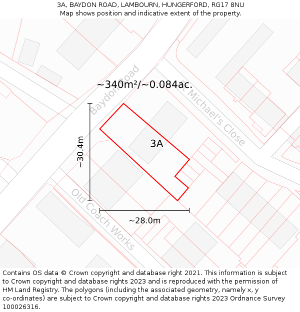 3A, BAYDON ROAD, LAMBOURN, HUNGERFORD, RG17 8NU: Plot and title map