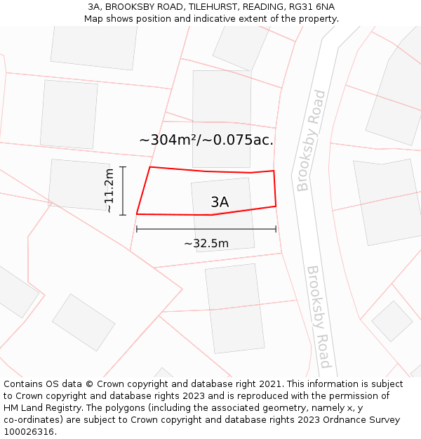 3A, BROOKSBY ROAD, TILEHURST, READING, RG31 6NA: Plot and title map