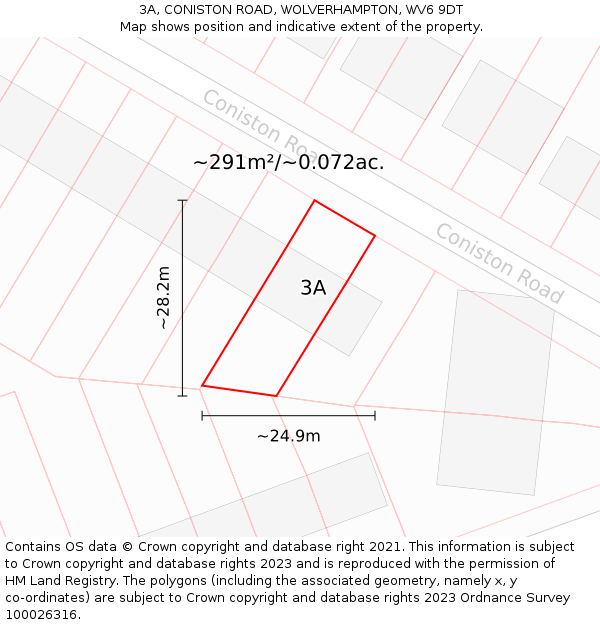 3A, CONISTON ROAD, WOLVERHAMPTON, WV6 9DT: Plot and title map