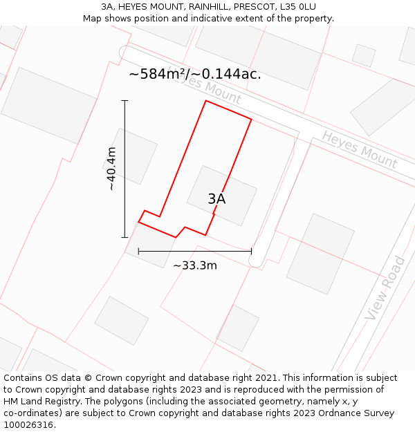 3A, HEYES MOUNT, RAINHILL, PRESCOT, L35 0LU: Plot and title map