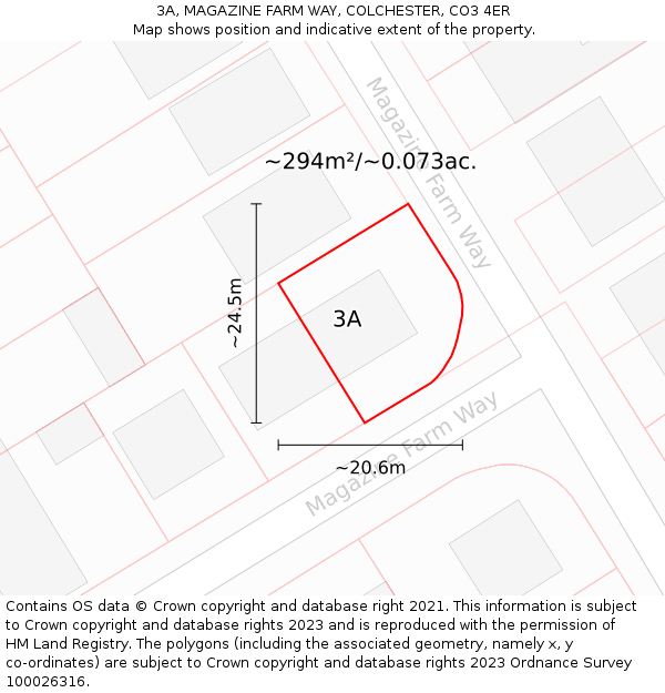 3A, MAGAZINE FARM WAY, COLCHESTER, CO3 4ER: Plot and title map
