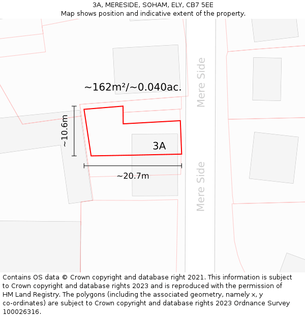 3A, MERESIDE, SOHAM, ELY, CB7 5EE: Plot and title map