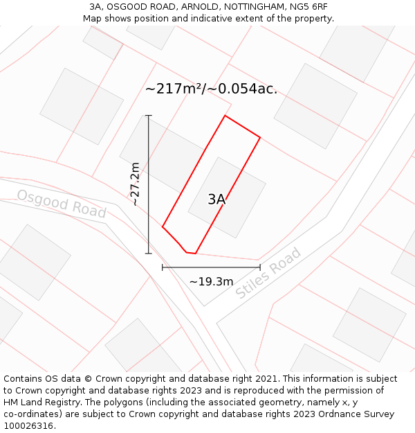 3A, OSGOOD ROAD, ARNOLD, NOTTINGHAM, NG5 6RF: Plot and title map