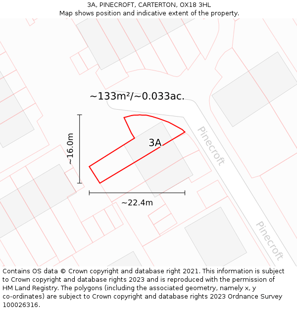 3A, PINECROFT, CARTERTON, OX18 3HL: Plot and title map