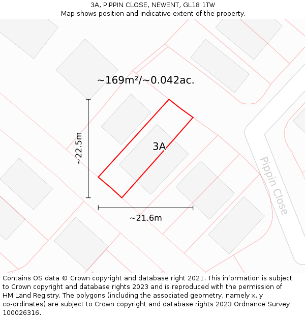 3A, PIPPIN CLOSE, NEWENT, GL18 1TW: Plot and title map