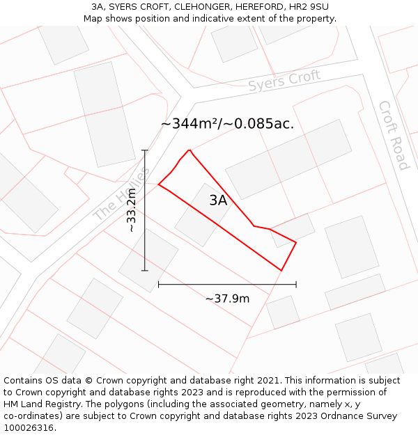 3A, SYERS CROFT, CLEHONGER, HEREFORD, HR2 9SU: Plot and title map