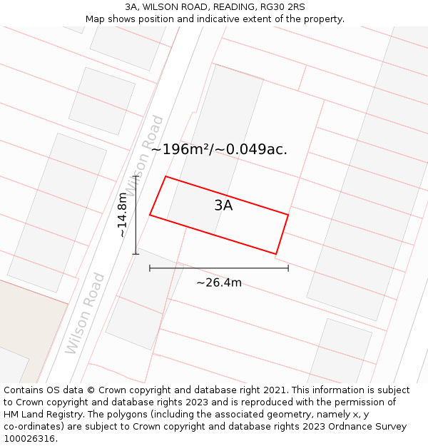 3A, WILSON ROAD, READING, RG30 2RS: Plot and title map
