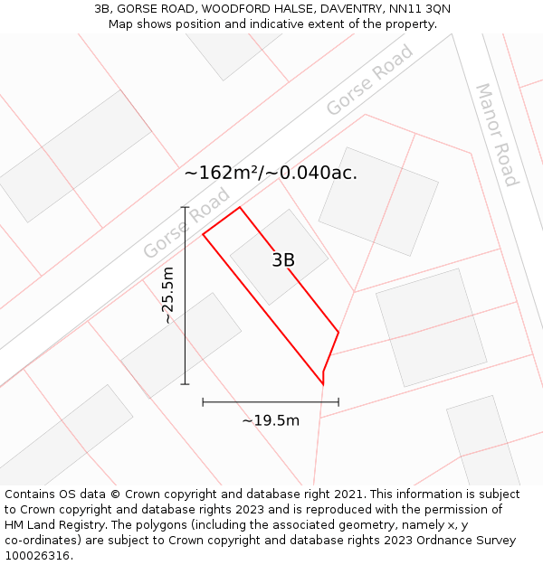 3B, GORSE ROAD, WOODFORD HALSE, DAVENTRY, NN11 3QN: Plot and title map