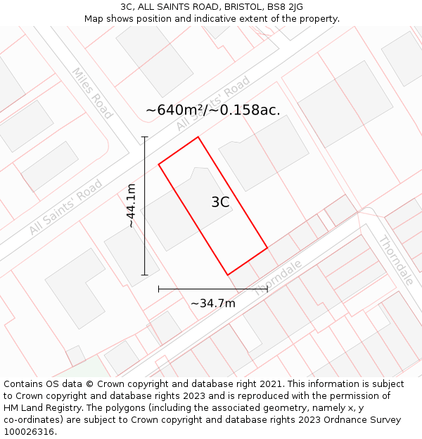 3C, ALL SAINTS ROAD, BRISTOL, BS8 2JG: Plot and title map