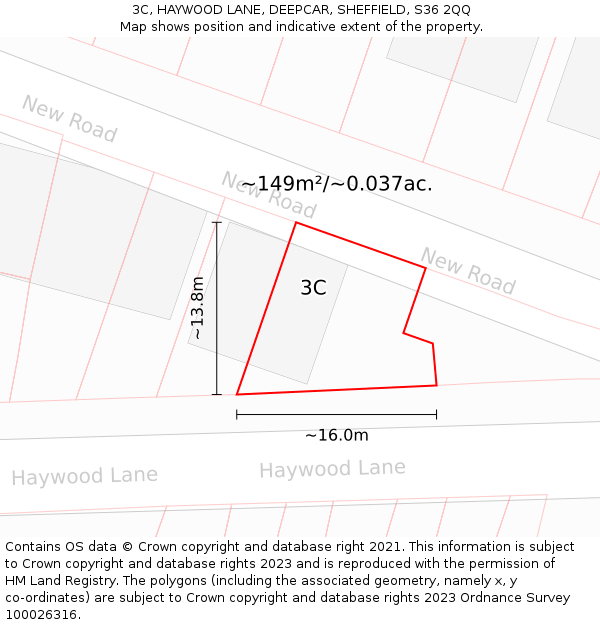3C, HAYWOOD LANE, DEEPCAR, SHEFFIELD, S36 2QQ: Plot and title map