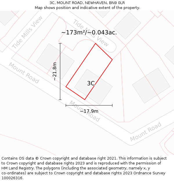 3C, MOUNT ROAD, NEWHAVEN, BN9 0LR: Plot and title map