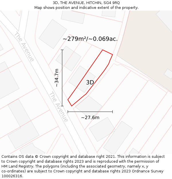 3D, THE AVENUE, HITCHIN, SG4 9RQ: Plot and title map