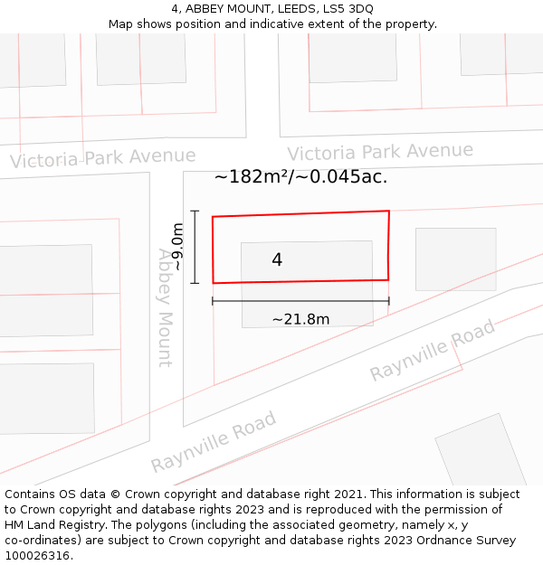 4, ABBEY MOUNT, LEEDS, LS5 3DQ: Plot and title map