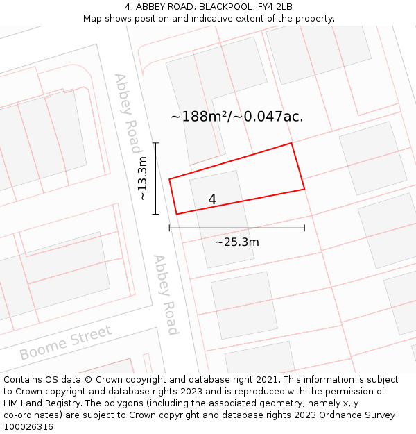 4, ABBEY ROAD, BLACKPOOL, FY4 2LB: Plot and title map