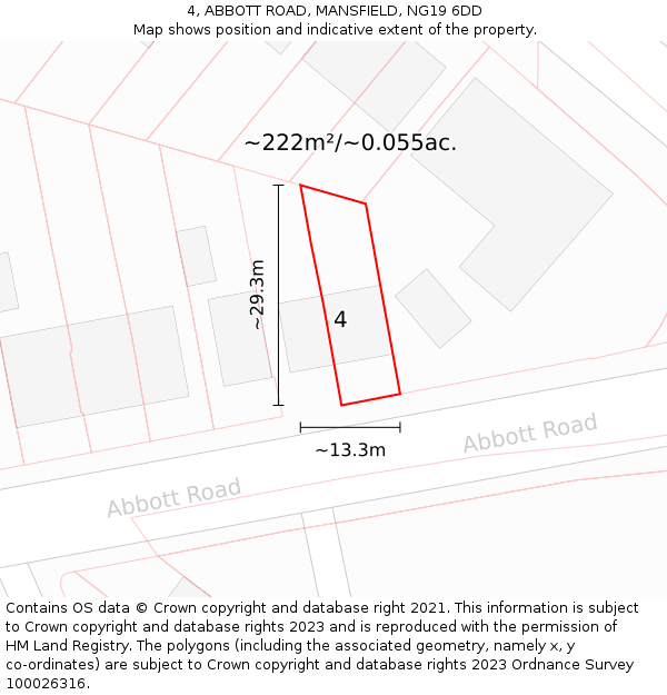 4, ABBOTT ROAD, MANSFIELD, NG19 6DD: Plot and title map