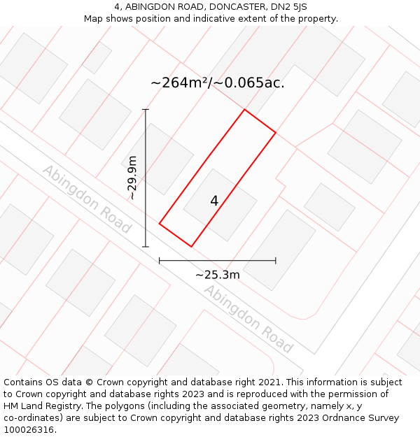 4, ABINGDON ROAD, DONCASTER, DN2 5JS: Plot and title map