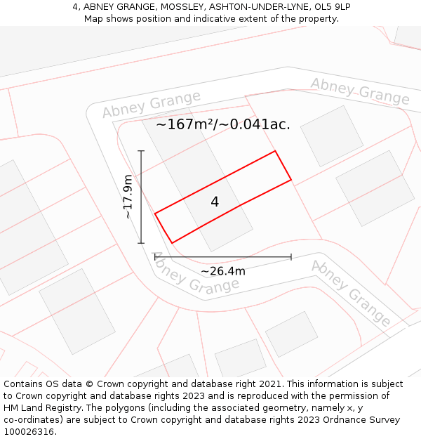 4, ABNEY GRANGE, MOSSLEY, ASHTON-UNDER-LYNE, OL5 9LP: Plot and title map