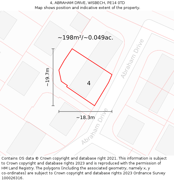 4, ABRAHAM DRIVE, WISBECH, PE14 0TD: Plot and title map
