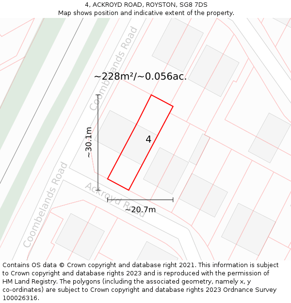 4, ACKROYD ROAD, ROYSTON, SG8 7DS: Plot and title map