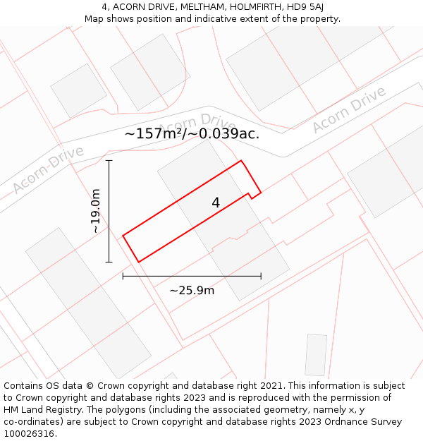 4, ACORN DRIVE, MELTHAM, HOLMFIRTH, HD9 5AJ: Plot and title map