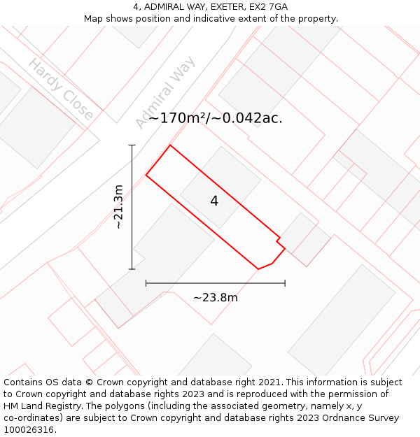 4, ADMIRAL WAY, EXETER, EX2 7GA: Plot and title map