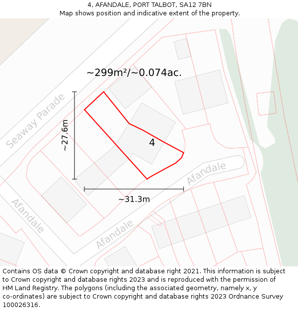 4, AFANDALE, PORT TALBOT, SA12 7BN: Plot and title map