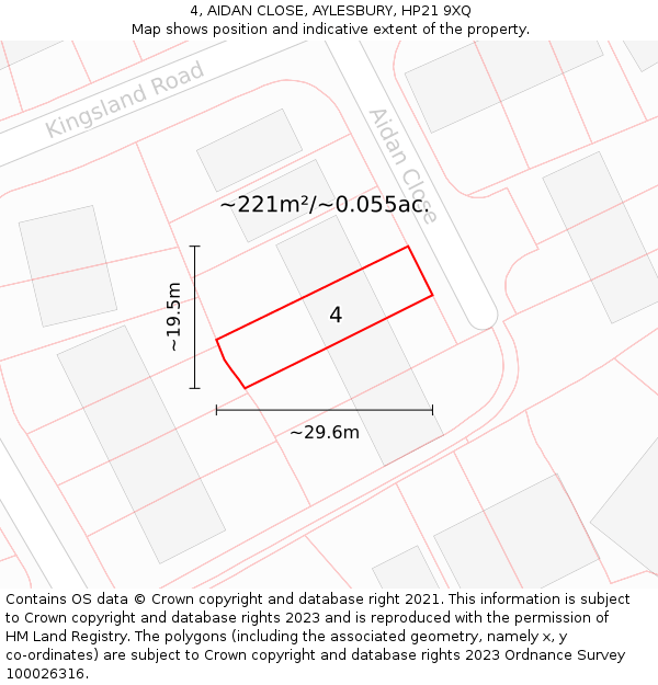 4, AIDAN CLOSE, AYLESBURY, HP21 9XQ: Plot and title map