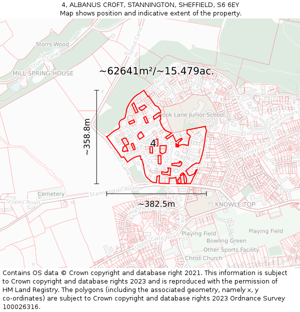 4, ALBANUS CROFT, STANNINGTON, SHEFFIELD, S6 6EY: Plot and title map