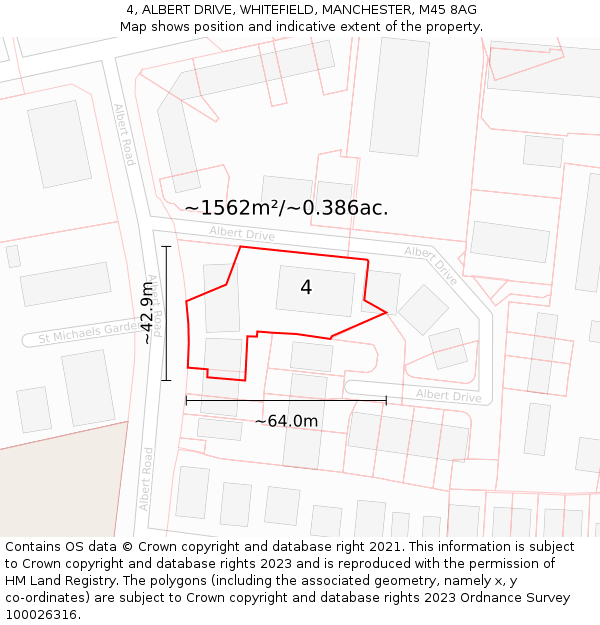 4, ALBERT DRIVE, WHITEFIELD, MANCHESTER, M45 8AG: Plot and title map