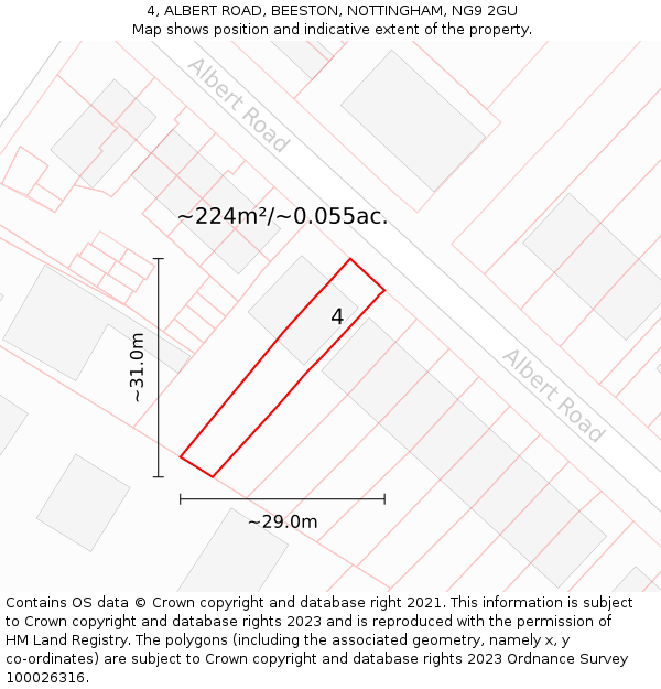 4, ALBERT ROAD, BEESTON, NOTTINGHAM, NG9 2GU: Plot and title map