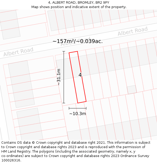 4, ALBERT ROAD, BROMLEY, BR2 9PY: Plot and title map