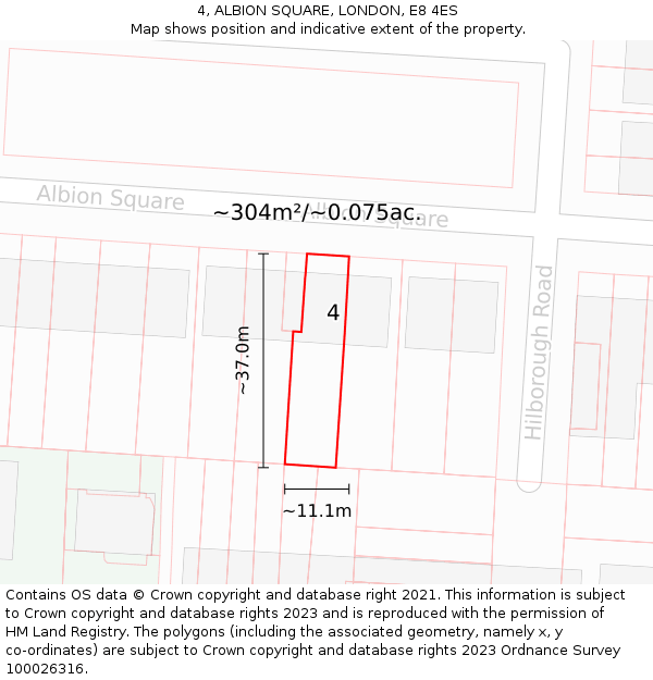 4, ALBION SQUARE, LONDON, E8 4ES: Plot and title map