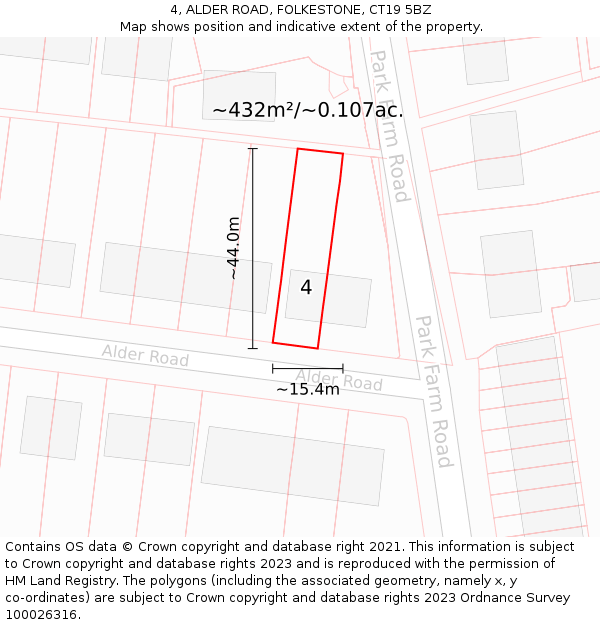 4, ALDER ROAD, FOLKESTONE, CT19 5BZ: Plot and title map
