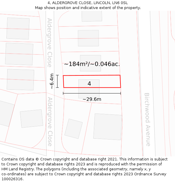 4, ALDERGROVE CLOSE, LINCOLN, LN6 0SL: Plot and title map
