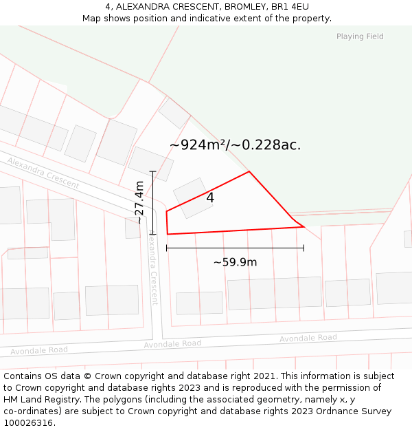 4, ALEXANDRA CRESCENT, BROMLEY, BR1 4EU: Plot and title map