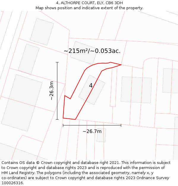 4, ALTHORPE COURT, ELY, CB6 3DH: Plot and title map