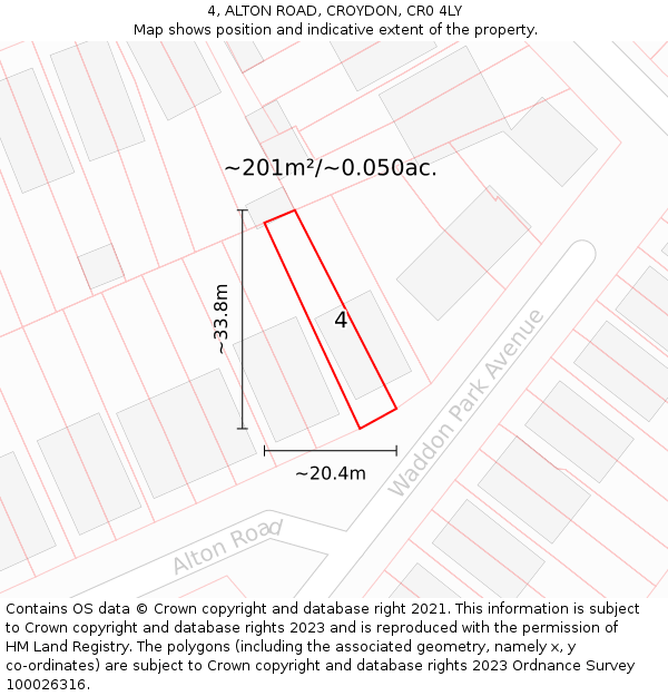 4, ALTON ROAD, CROYDON, CR0 4LY: Plot and title map
