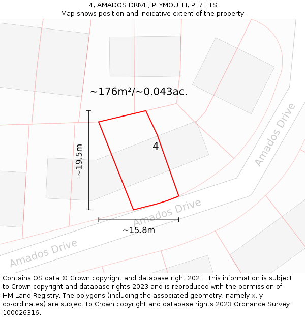 4, AMADOS DRIVE, PLYMOUTH, PL7 1TS: Plot and title map