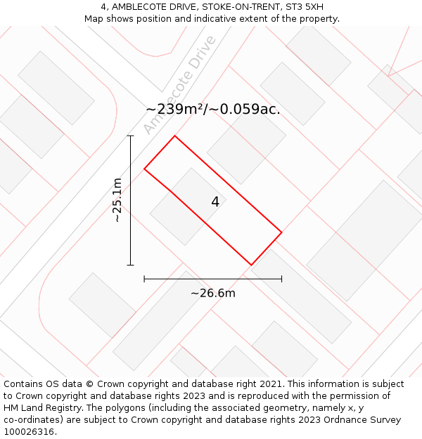 4, AMBLECOTE DRIVE, STOKE-ON-TRENT, ST3 5XH: Plot and title map