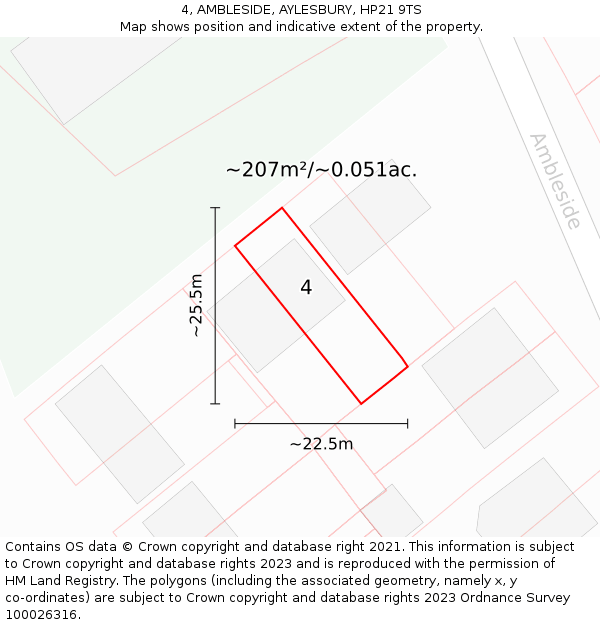 4, AMBLESIDE, AYLESBURY, HP21 9TS: Plot and title map