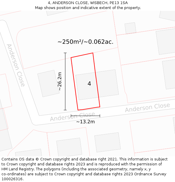 4, ANDERSON CLOSE, WISBECH, PE13 1SA: Plot and title map